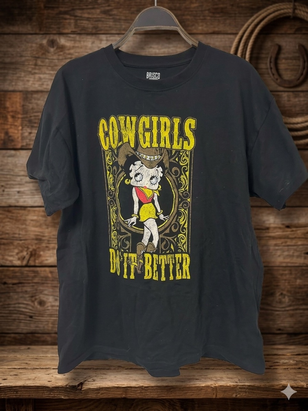 Brisco Cowgirls Graphic Short Sleeve Tee - Black & Yellow
